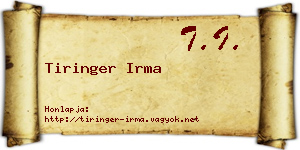 Tiringer Irma névjegykártya